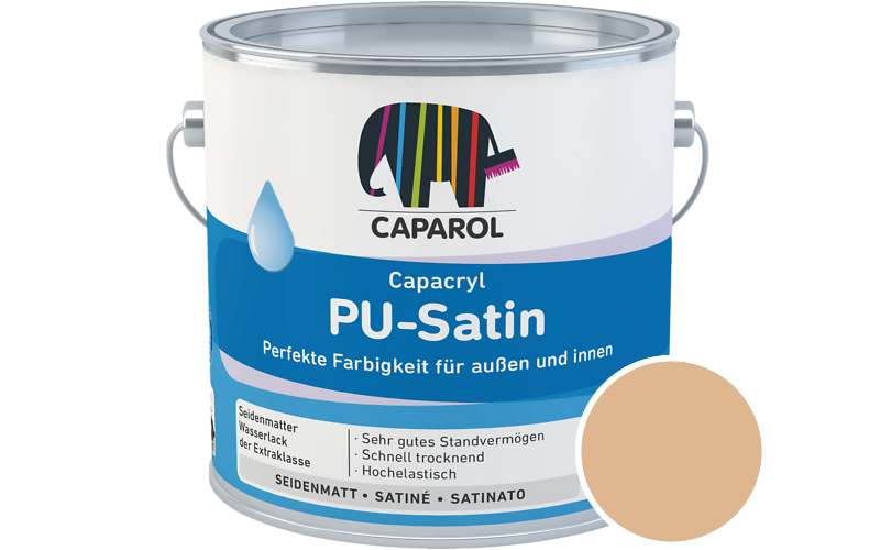 Caparol Capacryl PU-Satin 2,5L Acryl-Lack / Getnt im Farbton Onyx 135