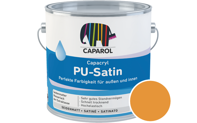 Caparol Capacryl PU-Satin 2,5L Acryl-Lack / Getnt im Farbton Onyx 220