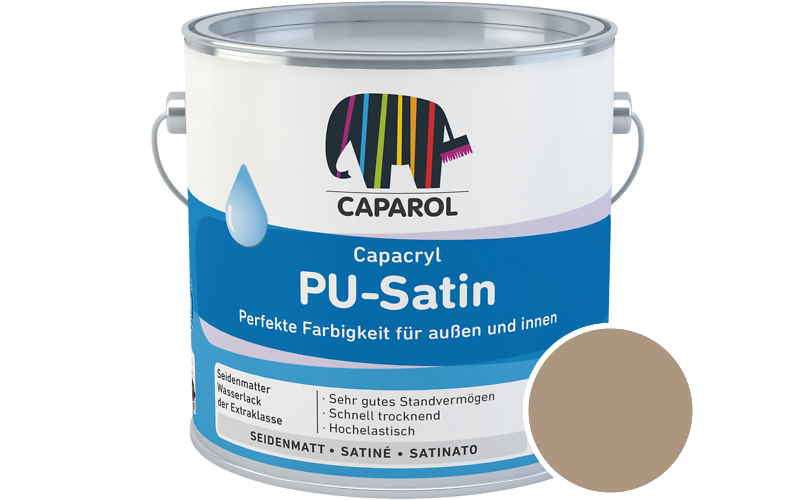 Caparol Capacryl PU-Satin 350ml Acryl-Lack / Getnt im Farbton Onyx 65