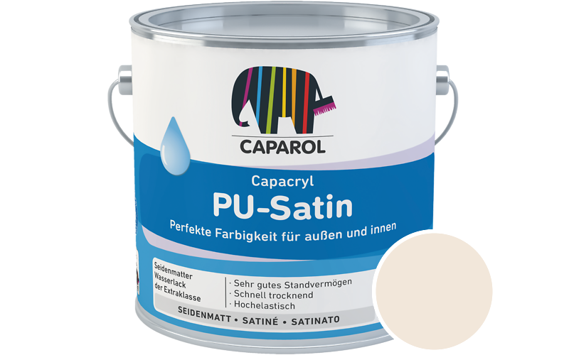 Caparol Capacryl PU-Satin 2,5L Acryl-Lack / Getnt im Farbton Onyx 90