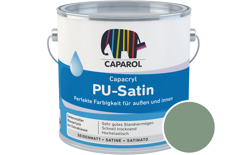 Caparol Capacryl PU-Satin 2,5L Acryl-Lack / Getnt im Farbton Palm 25