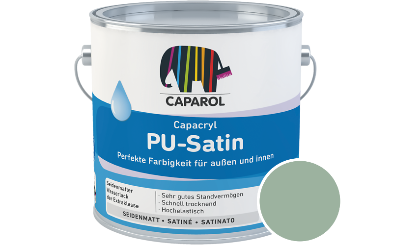 Caparol Capacryl PU-Satin 2,5L Acryl-Lack / Getnt im Farbton Palm 30