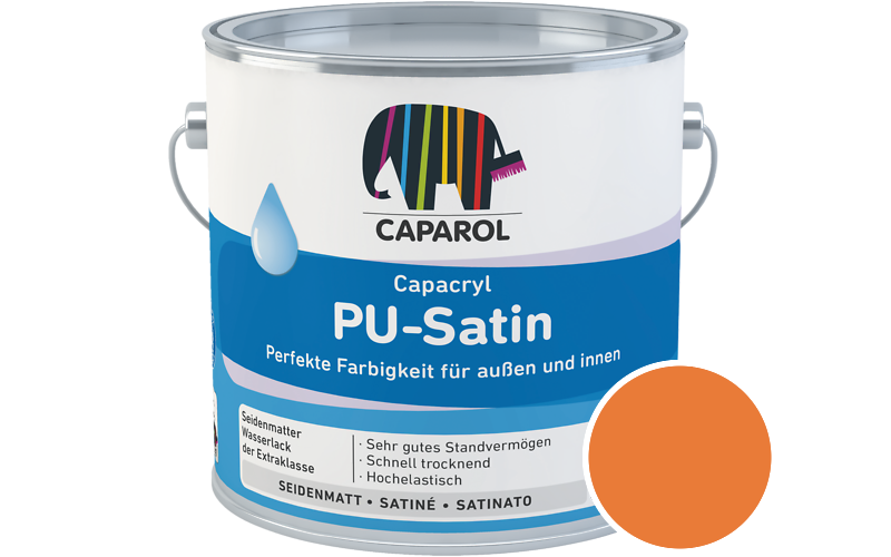Caparol Capacryl PU-Satin 700ml Acryl-Lack / Getnt im Farbton Papaya 125
