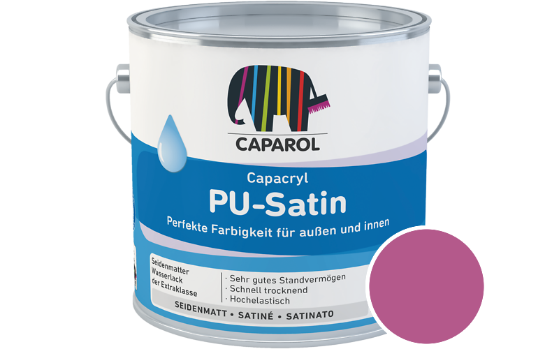 Caparol Capacryl PU-Satin 2,5L Acryl-Lack / Getnt im Farbton Pink 20