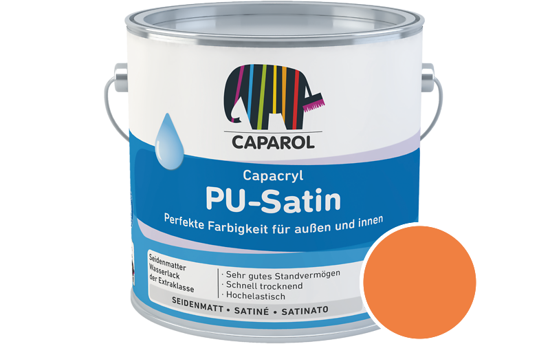Caparol Capacryl PU-Satin 700ml Acryl-Lack / Getnt im Farbton RAL 2003 Pastellorange