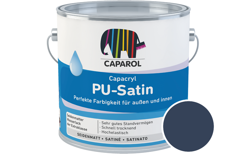 Caparol Capacryl PU-Satin 350ml Acryl-Lack / Getnt im Farbton RAL 5003 Saphirblau
