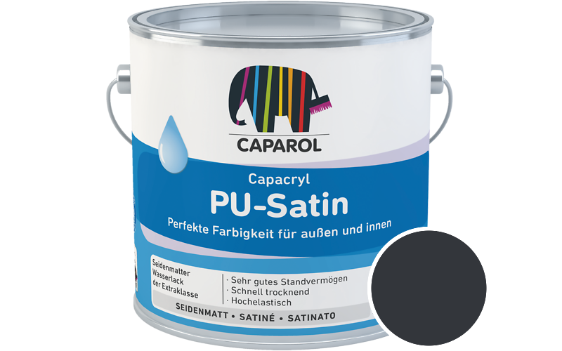 Caparol Capacryl PU-Satin 2,5L Acryl-Lack / Getnt im Farbton RAL 5004 Schwarzblau
