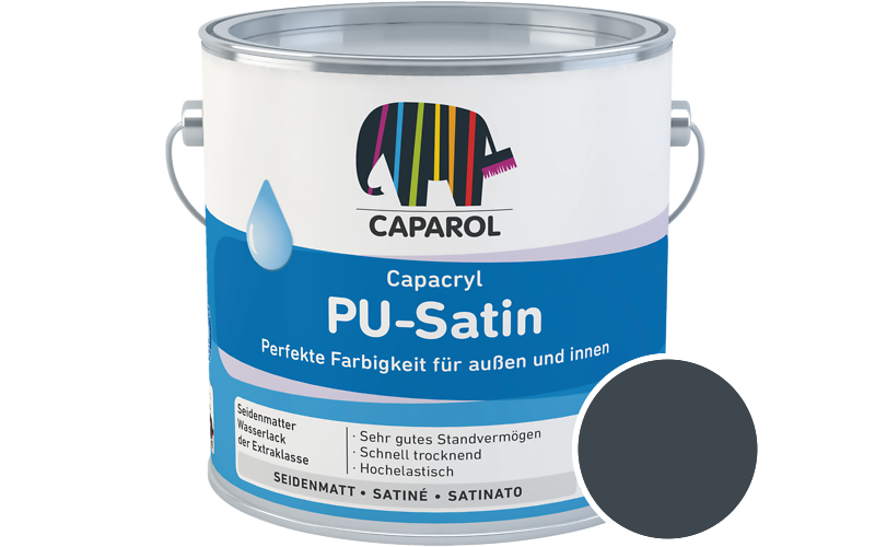 Caparol Capacryl PU-Satin 350ml Acryl-Lack / Getnt im Farbton RAL 5008 Graublau