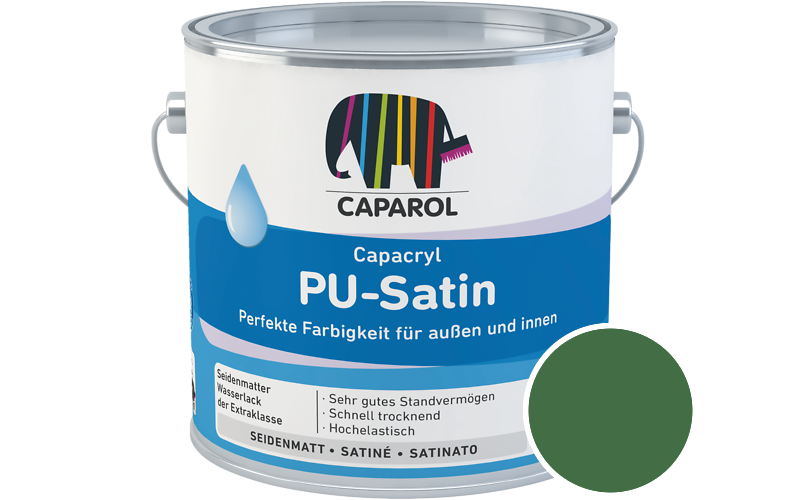 Caparol Capacryl PU-Satin 350ml Acryl-Lack / Getnt im Farbton RAL 6001 Smaragdgrn