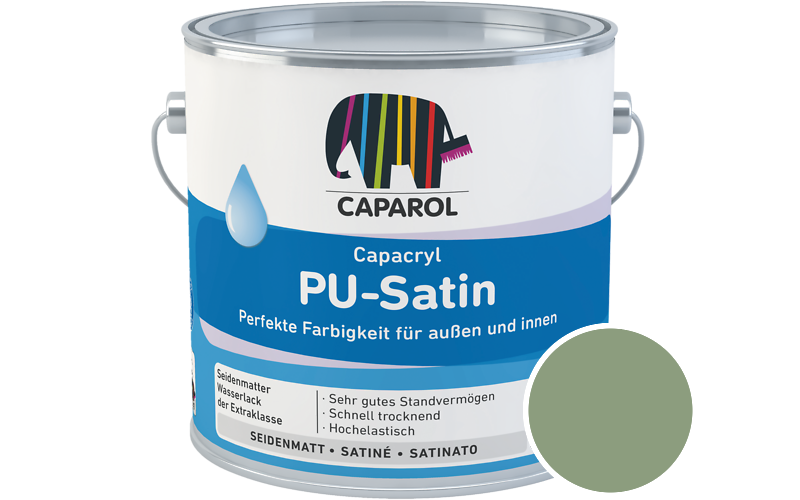 Caparol Capacryl PU-Satin 350ml Acryl-Lack / Getnt im Farbton RAL 6021 Blassgrn