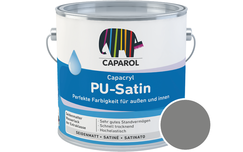 Caparol Capacryl PU-Satin 2,5L Acryl-Lack / Getnt im Farbton RAL 7037 Staubgrau