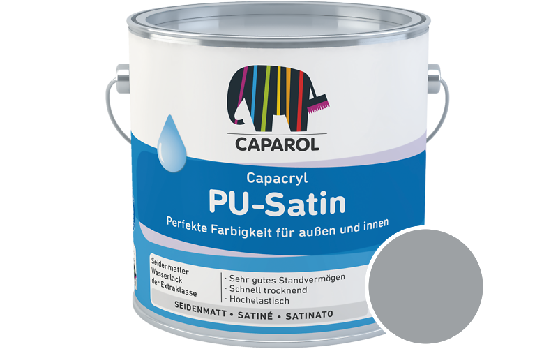 Caparol Capacryl PU-Satin 2,5L Acryl-Lack / Getnt im Farbton RAL 7040 Fenstergrau