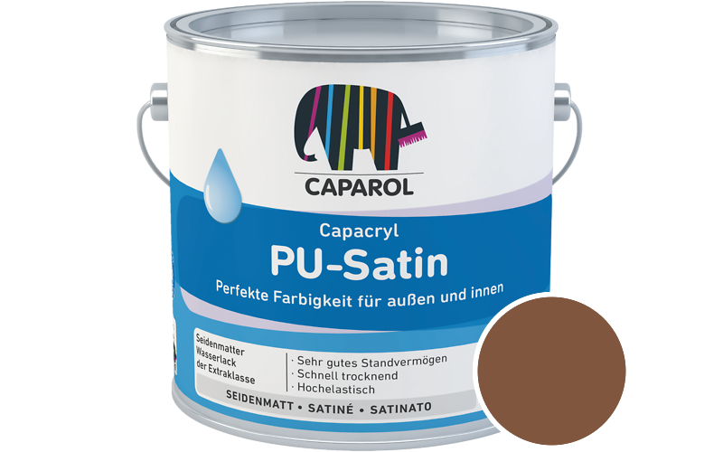 Caparol Capacryl PU-Satin 350ml Acryl-Lack / Getnt im Farbton RAL 8003 Lehmbraun
