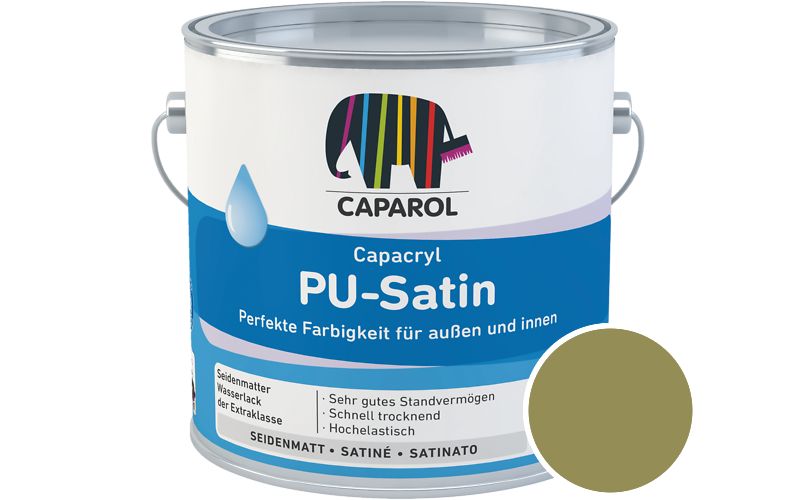 Caparol Capacryl PU-Satin 2,5L Acryl-Lack / Getnt im Farbton Tundra 105