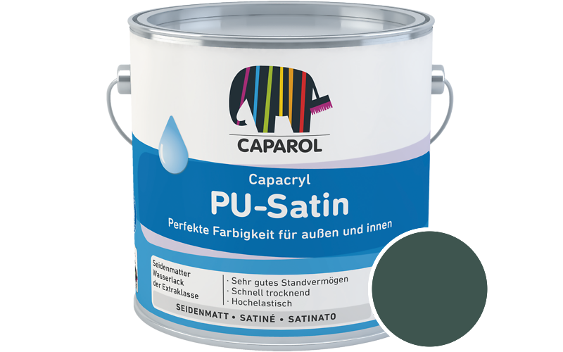 Caparol Capacryl PU-Satin 2,5L Acryl-Lack / Getnt im Farbton Verdo 25