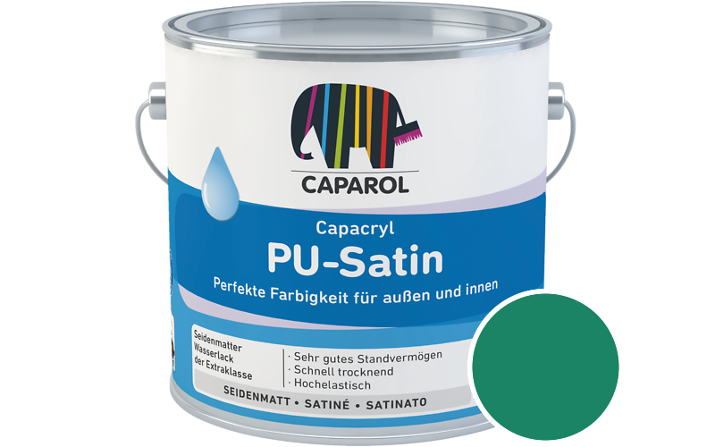 Caparol Capacryl PU-Satin 2,5L Acryl-Lack / Getnt im Farbton Verdo 30