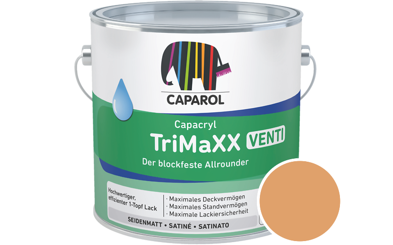 Caparol Capacryl TriMaXX Venti 2,5L Acryl-Lack / Getnt im Farbton Amber 105