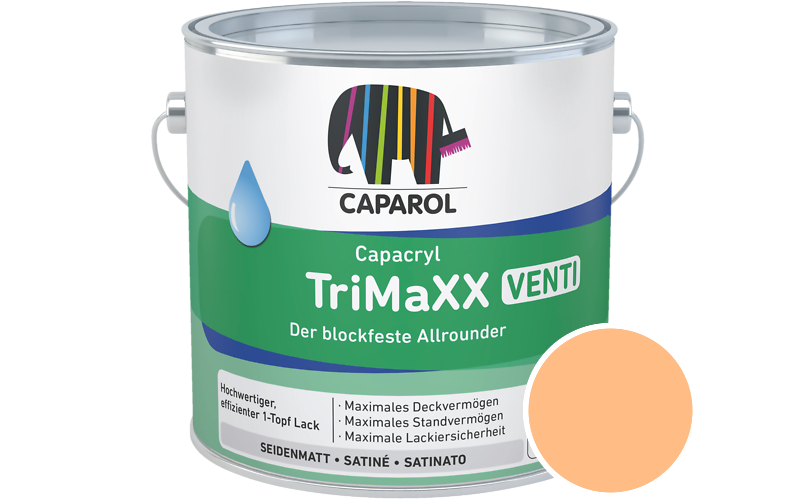 Caparol Capacryl TriMaXX Venti 2,5L Acryl-Lack / Getnt im Farbton Amber 140