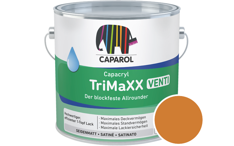 Caparol Capacryl TriMaXX Venti 2,5L Acryl-Lack / Getnt im Farbton Amber 95