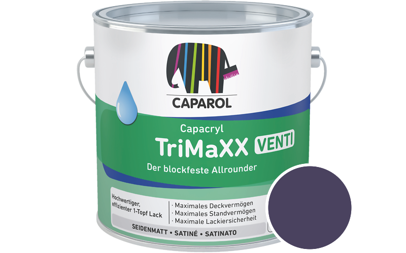 Caparol Capacryl TriMaXX Venti 2,5L Acryl-Lack / Getnt im Farbton Amethyst 95