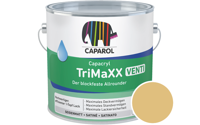 Caparol Capacryl TriMaXX Venti 2,5L Acryl-Lack / Getnt im Farbton Ginster 100