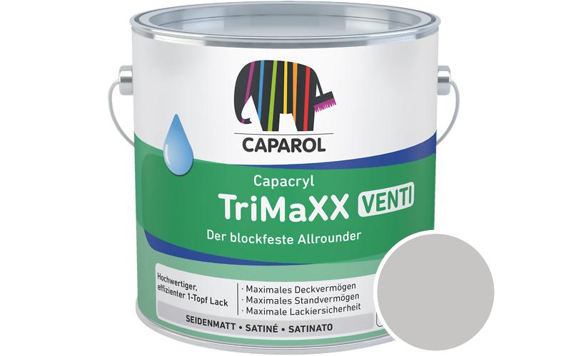 Caparol Capacryl TriMaXX Venti 2,5L Acryl-Lack / Getnt im Farbton Grau 20