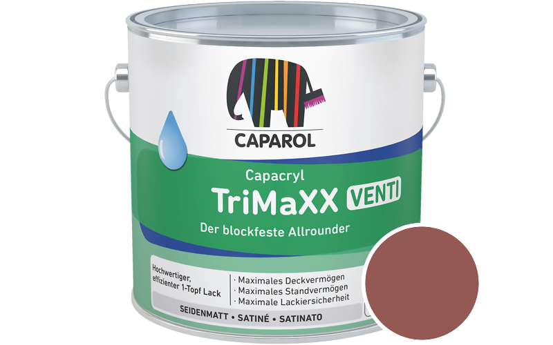 Caparol Capacryl TriMaXX Venti 2,5L Acryl-Lack / Getnt im Farbton Korall 135