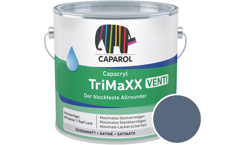 Caparol Capacryl TriMaXX Venti 2,5L Acryl-Lack / Getnt im Farbton Lazur 100
