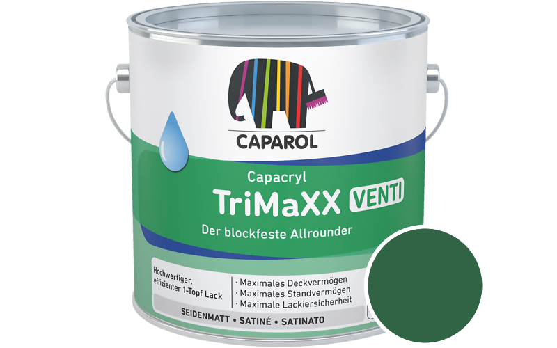 Caparol Capacryl TriMaXX Venti 2,5L Acryl-Lack / Getnt im Farbton Malachit 65