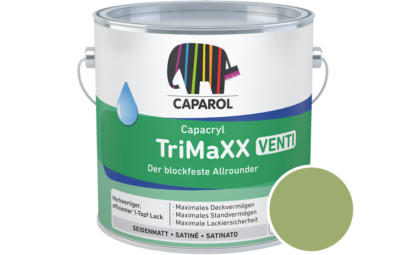 Caparol Capacryl TriMaXX Venti 2,5L Acryl-Lack / Getnt im Farbton Moos 100