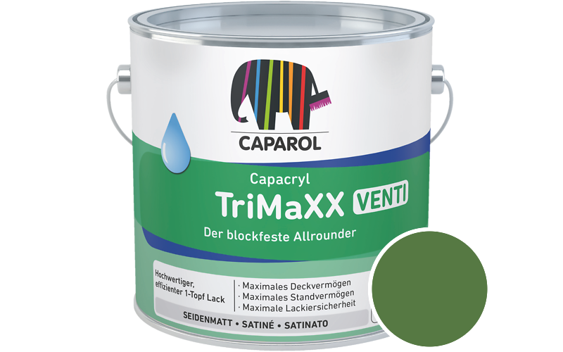 Caparol Capacryl TriMaXX Venti 2,5L Acryl-Lack / Getnt im Farbton Oase 125