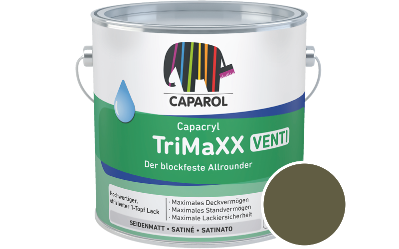 Caparol Capacryl TriMaXX Venti 2,5L Acryl-Lack / Getnt im Farbton Oliv 15