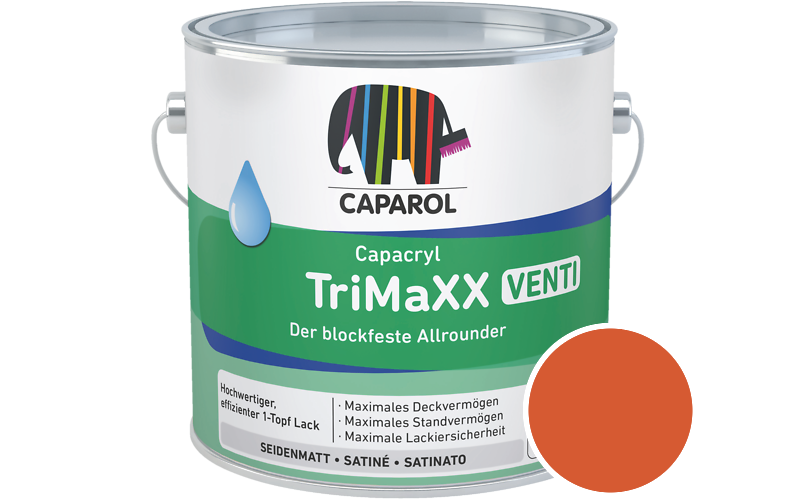 Caparol Capacryl TriMaXX Venti 2,5L Acryl-Lack / Getnt im Farbton RAL 2004 Reinorange