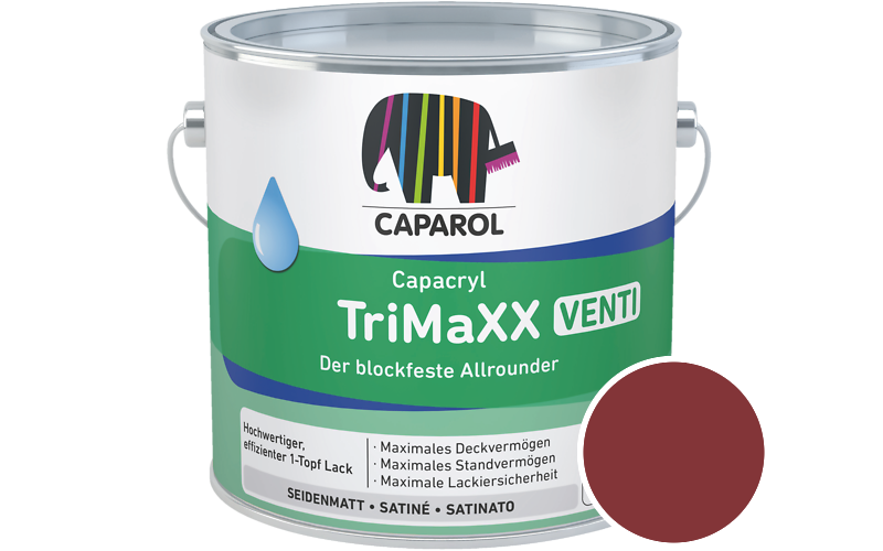 Caparol Capacryl TriMaXX Venti 750ml Acryl-Lack / Getnt im Farbton RAL 3003 Rubinrot