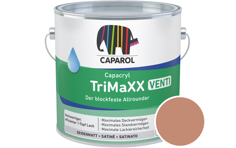Caparol Capacryl TriMaXX Venti 2,5L Acryl-Lack / Getnt im Farbton RAL 3012 Beigerot