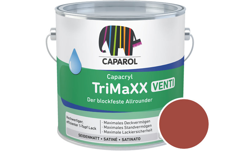Caparol Capacryl TriMaXX Venti 2,5L Acryl-Lack / Getnt im Farbton RAL 3016 Korallenrot