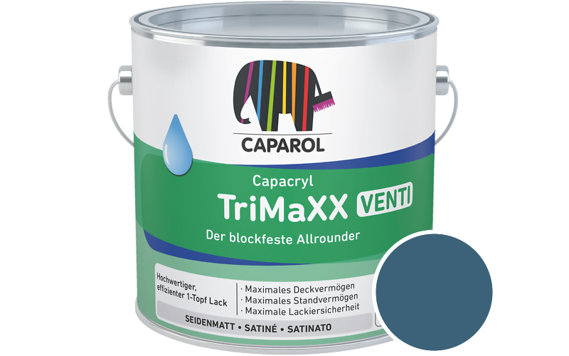 Caparol Capacryl TriMaXX Venti 750ml Acryl-Lack / Getnt im Farbton RAL 5009 Azurblau