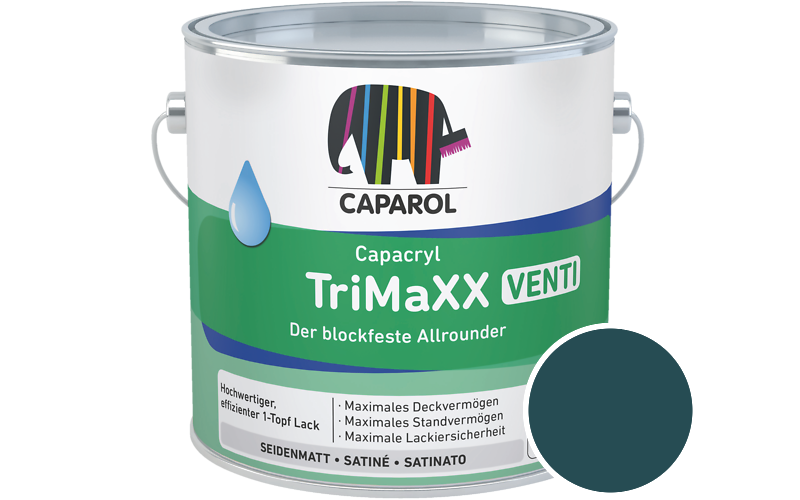 Caparol Capacryl TriMaXX Venti 2,5L Acryl-Lack / Getnt im Farbton RAL 5020 Ozeanblau