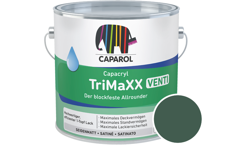 Caparol Capacryl TriMaXX Venti 2,5L Acryl-Lack / Getnt im Farbton RAL 6028 Kieferngrn