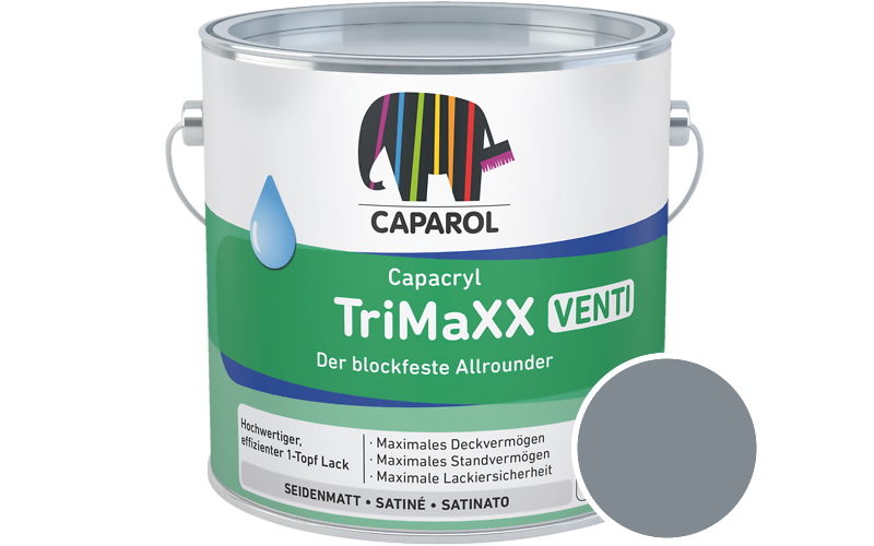 Caparol Capacryl TriMaXX Venti 2,5L Acryl-Lack / Getnt im Farbton RAL 7000 Fehgrau