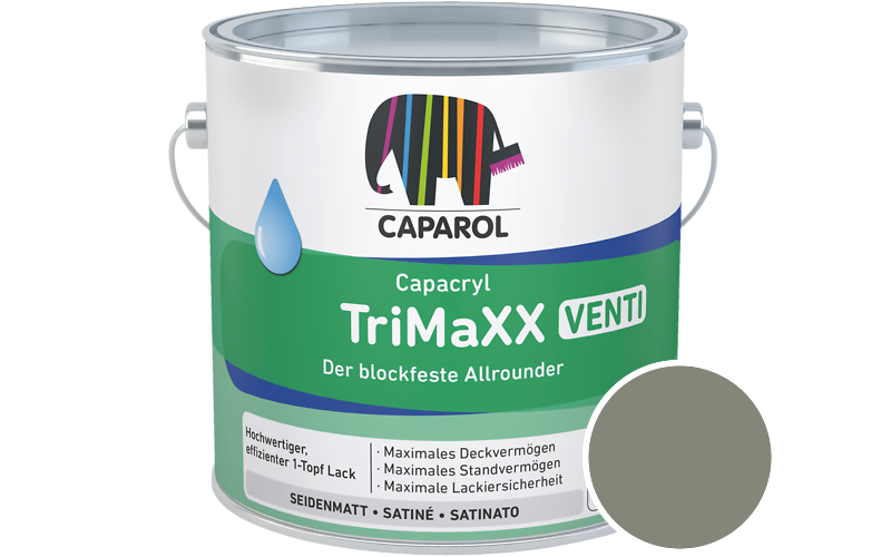 Caparol Capacryl TriMaXX Venti 2,5L Acryl-Lack / Getnt im Farbton RAL 7033 Zementgrau