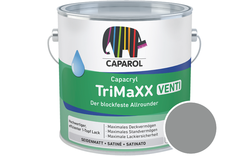 Caparol Capacryl TriMaXX Venti 2,5L Acryl-Lack / Getnt im Farbton RAL 7042 Verkehrsgrau A