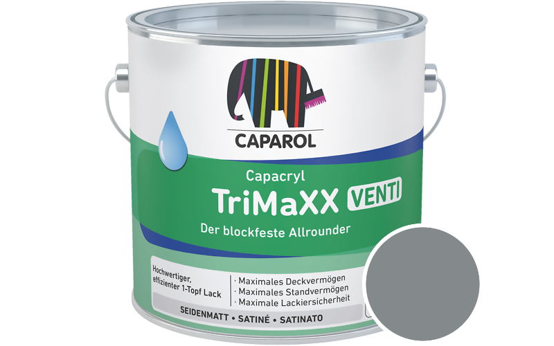 Caparol Capacryl TriMaXX Venti 2,5L Acryl-Lack / Getnt im Farbton RAL 7046 Telegrau 2