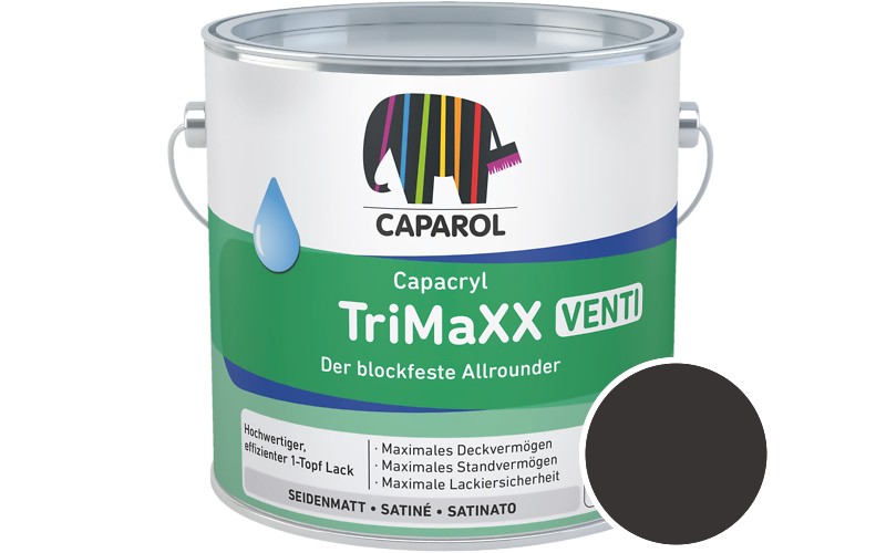 Caparol Capacryl TriMaXX Venti 2,5L Acryl-Lack / Getnt im Farbton RAL 8022 Schwarzbraun