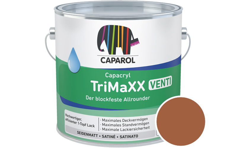 Caparol Capacryl TriMaXX Venti 2,5L Acryl-Lack / Getnt im Farbton RAL 8023 Orangebraun