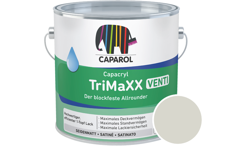 Caparol Capacryl TriMaXX Venti 2,5L Acryl-Lack / Getnt im Farbton RAL 9002 Grauweiss