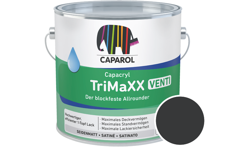 Caparol Capacryl TriMaXX Venti 2,5L Acryl-Lack / Getnt im Farbton RAL 9011 Graphitschwarz
