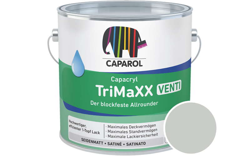 Caparol Capacryl TriMaXX Venti 2,5L Acryl-Lack / Getnt im Farbton RAL 9018 Papyrusweiss