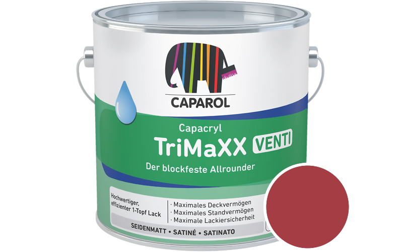 Caparol Capacryl TriMaXX Venti 2,5L Acryl-Lack / Getnt im Farbton Rubin 10
