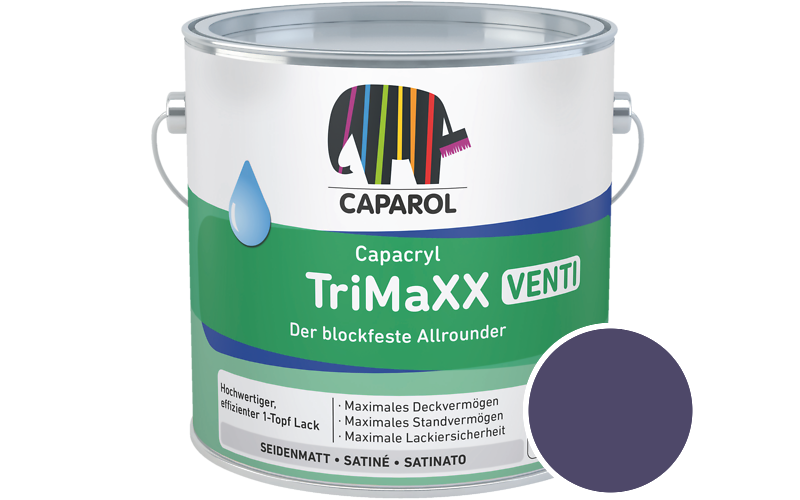 Caparol Capacryl TriMaXX Venti 2,5L Acryl-Lack / Getnt im Farbton Velvet 65